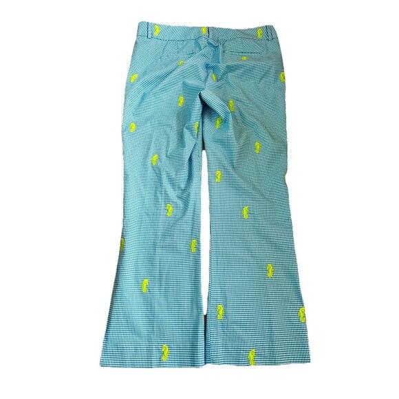 J. Crew Gingham Pants Embroidered Seahorse Women Size 10 Coastal Preppy Nautical - Picture 2 of 9